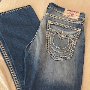 True Religion Men’s Faded Blue relaxed Straight leg jeans size 36